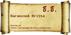 Barancsek Britta névjegykártya